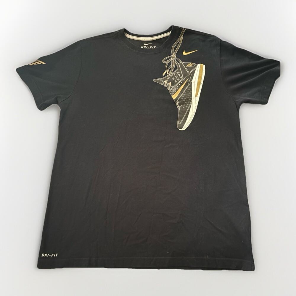 2000s Nike Calvin Johnson CJ81 Elite TD Football Sneaker Promo T-Shirt Black L